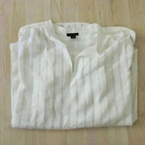 Ann Taylor White Striped Blouse